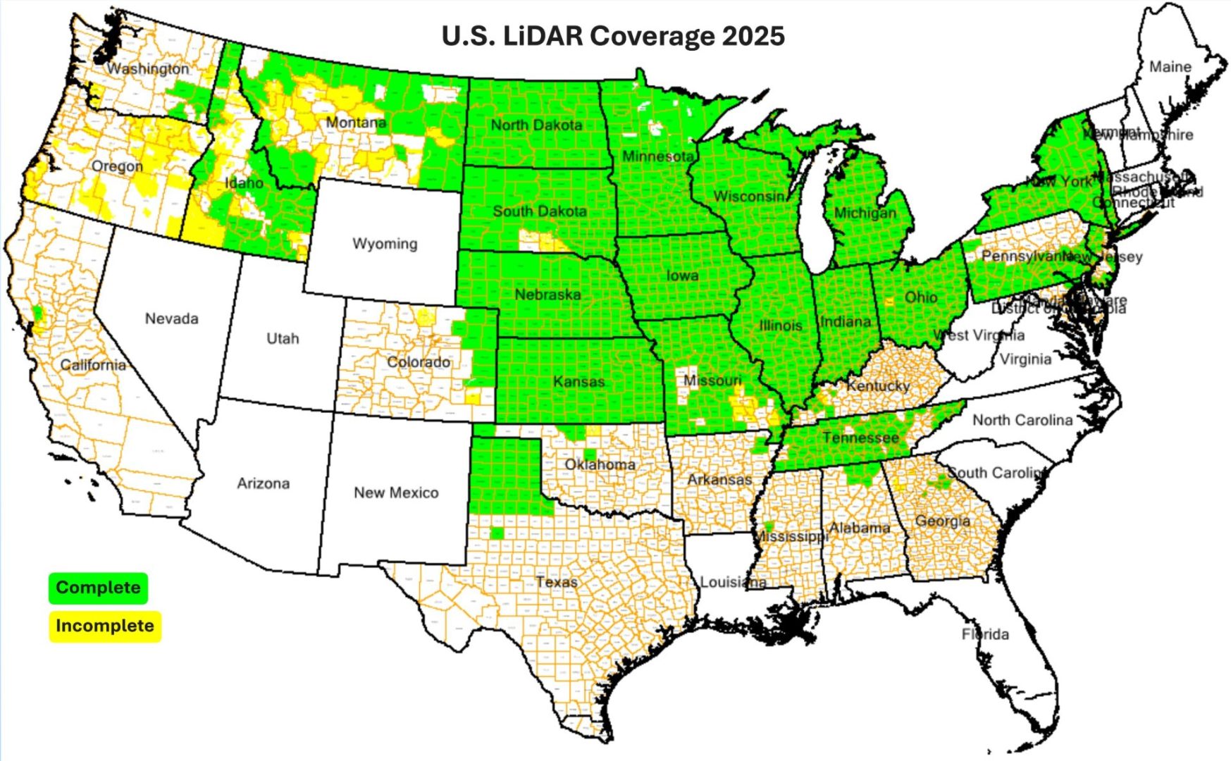 2025 LIDAR Coverage Map 2025 Lidar Coverage Map